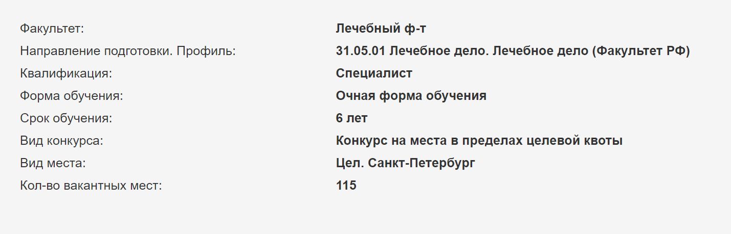 Скрин с сайта ПСПбГМУ им. акад. И. П. Павлова